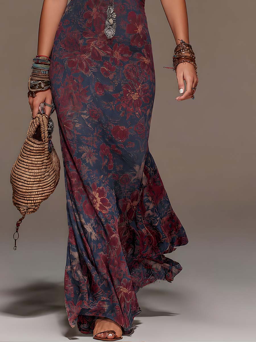 BÉATRICE | LACE HALTER FISHTAIL MAXI DRESS
