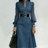 ROSAORA | SHEER LONG SLEEVE BELTED DRESS